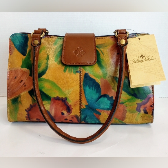 NWT Patricia Nash Leather Rienzo Satchel, Watercolor Butterfly 🦋 multi color - Picture 5 of 13